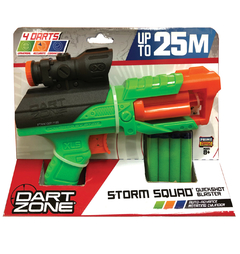 Armas Dart Zone 61086 - Pistola Storm Squad 21cm 4tiros Rotativa Auto