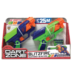 Armas Dart Zone 61082 - Pistola Blitzfire Pack x2u 26cm 12tiros Rotativa Auto - tienda online