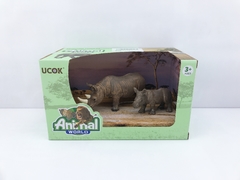 Animal World 99710 Playset 19cm - Pack x2 - Rinoceronte Flia
