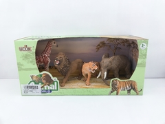 Animal World 99740 Playset 31cm Pack X4 Leon, Tigre, Elefante y Jirafa