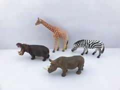 Playsets Animal World 99745 Pack x 4: Hipopótamo, Rinoceronte, Jirafa y Cebra - comprar online