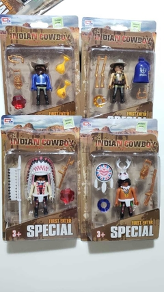 Simil Playmobil Personajes individuales Indios Cowboys - comprar online