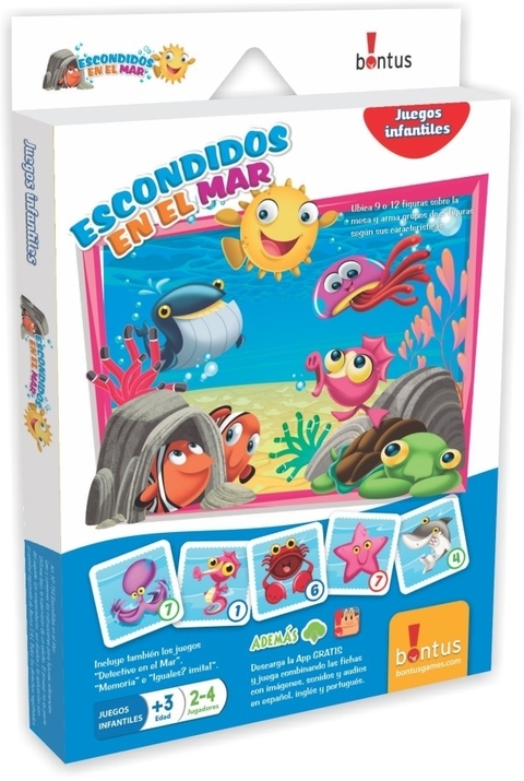 Juegos Infantiles + App Bontus Didactico de cartas Naipes Escondidos en el Mar