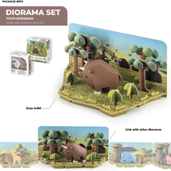 Imagen de Halftoys Animal Playset 16cm Gnu Bufalo+ Diorama Muñeco encastre iman