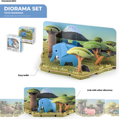 Imagen de Halftoys Animal Playset 16cm Elefante + Diorama Muñeco encastre iman