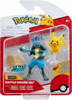 Pokemon 95155 - Battle Figure Set x3 - Omanyte + Lucario + Pikachu