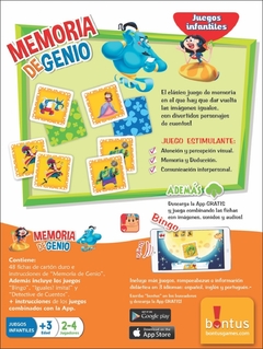 Juegos Infantiles + App Bontus Didactico de cartas Naipes Memoria de Genio - comprar online