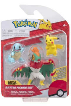 Pokemon 95155 - Battle Figure Set x3 - Squirtle + Hawlucha + Pikachu