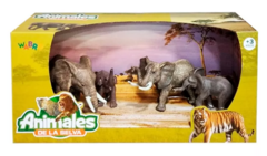 Animal World 99753 Playset 31cm - Pack x4 - Elefante Flia