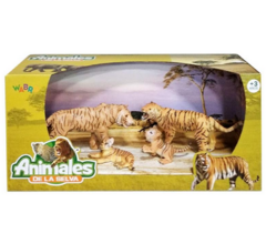 Animal World 99741 Playset 31cm - Pack x4 - Tigres Flia