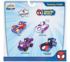 SPIDEY 0200 Vehiculos Metalicos Pack x4 - Spidey, Miles, Ghost y Pantera - All4Toys