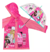 Combo Paraguas y Piloto Lluvia niños Impermeable Plastico Barbie