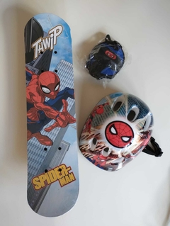 Skate Spiderman 60x15 con casco, rodrilleras y coderas. En estuche de plástico - All4Toys