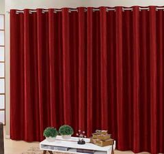 Cortina Para Sala e Quarto Cetim Amasasdo Vermelho Ilhós 3,00 x 2,50