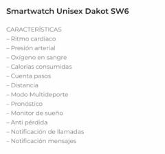 SMARTWATCH DAKOT SW6 - comprar online