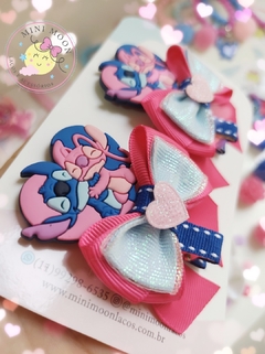 Hair clips Lovely Stitch e Angel (Aplicado no bico de pato de 6 cm)