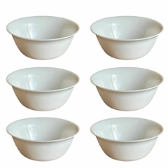 Set X 6 Bowls Compotera 13 Cm Vidrio Templado Blanco