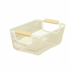 Organizador Canasto Cesto Alacena Cocina Metal Madera Natural Mediano