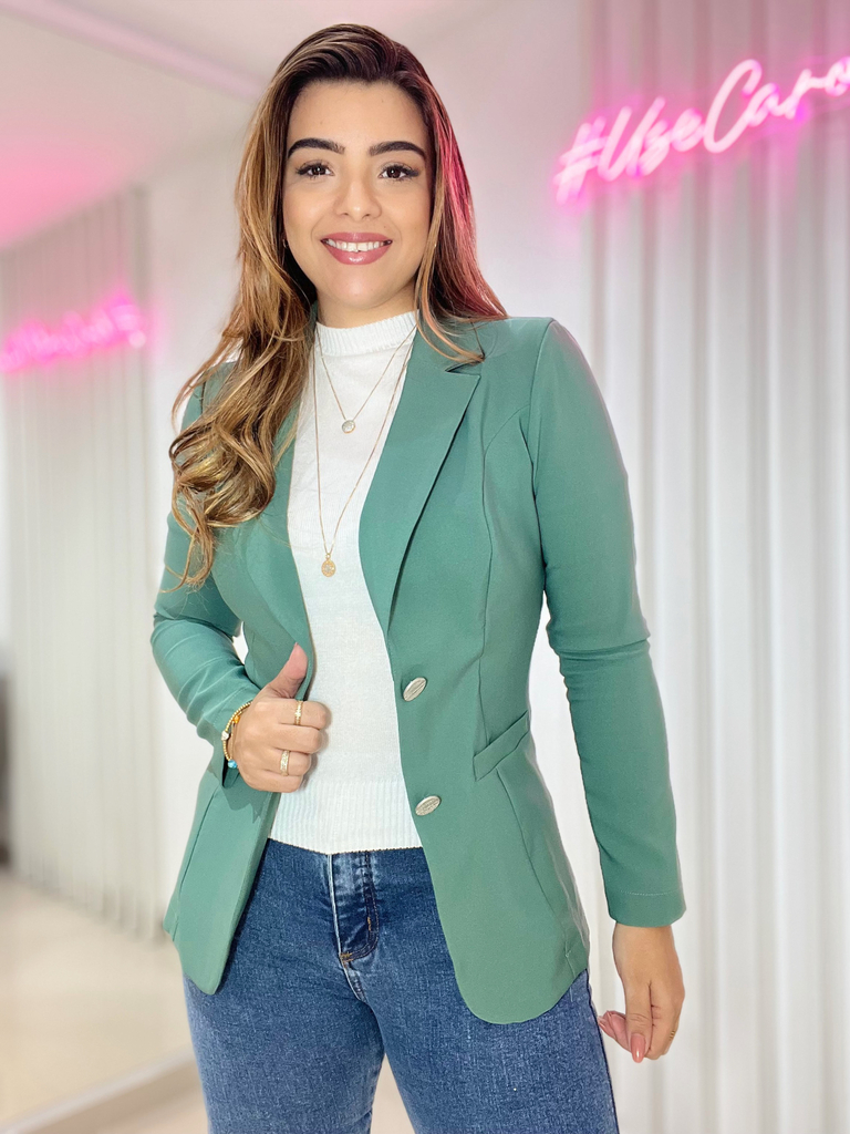 Blazer Feminino em alfaiataria Paula Verde Oliva