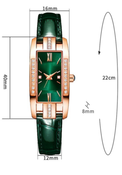 Relógios de Luxo Feminino Quadrado analógico Stefany, Relógios de Pulso de Couro.