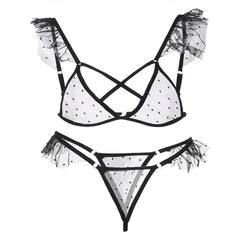 Conjunto de Lingerie sexy Anne com Renda e Babado erótico. na internet