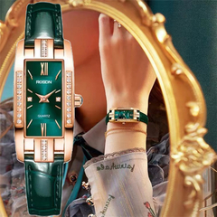 Relógios de Luxo Feminino Quadrado analógico Stefany, Relógios de Pulso de Couro. - loja online