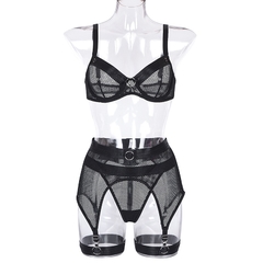 Imagem do Conjunto de Lingerie Malha Vazado, Conjunto Erótica, Roupa Sexy Abigail.