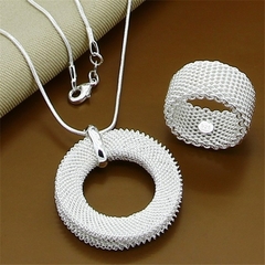 Conjunto de Colar e Pulseira de Prata 925 Rechel.