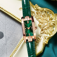 Imagem do Relógios de Luxo Feminino Quadrado analógico Stefany, Relógios de Pulso de Couro.