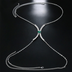 Imagem do Colar de Corpo com Pedras Coloridas de Strass Body Chain Blogueira Luxo Sexy.