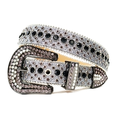 Cinto de Couro Luxo com Strass, Cinto de Strass com Couro de Alta Qualidade, Cinto de Couro com Strass Cravejados - comprar online