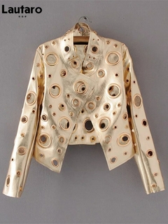 Jaqueta de couro com ilhós Diya. - comprar online