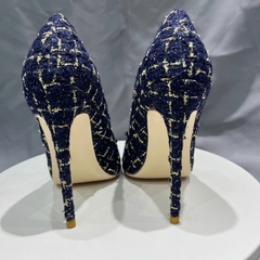 Sapato com tecido azul, Sapato de salto alto, Sapatos elegante com tecido azul Brisa. - comprar online