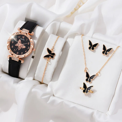Imagem do Relógio Feminino analógico Mary, com kit joias de 4 peças.