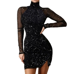 Vestidos sexy de festa, Vestido elegante brilhante, vestido na altura dos ombros. - comprar online