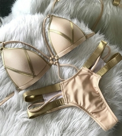 Biquíni Sexy Luxo Dourado Melica