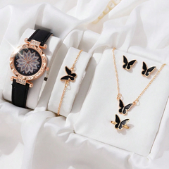Relógio Feminino analógico Mary, com kit joias de 4 peças.