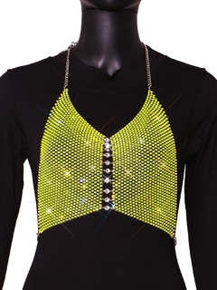 Top Cropped Hilary Moderno e Brilhante com Malha de Strass. - comprar online