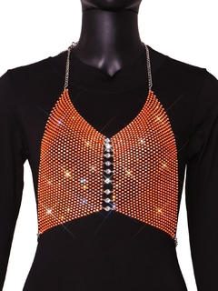 Top Cropped Hilary Moderno e Brilhante com Malha de Strass. - comprar online