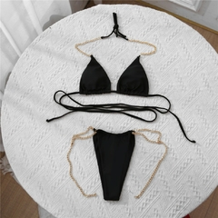 Biquíni Gisa Micro Sexy de Amarrar com Correntes, Moda praia, Biquíni com corrente. - comprar online