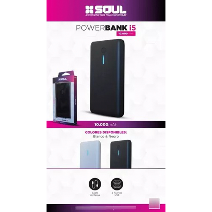 Cargador Portátil Soul 10000mah Celular + Cable Para iPhone