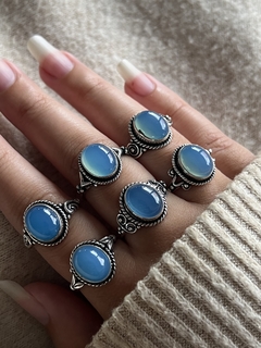 Anillo Calcedonia Azul