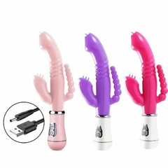 Vibrador 3 em 1 Ponto G e Estimulador de Clitóris e Plug Anal Recarregável MGA Import