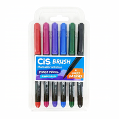 Marcador Artístico Aquarelável CIS brush tons básicos - 6 cores