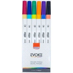 Marcador artístico Evoke dual magic 6 cores