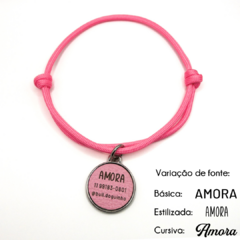 Tag de identificação pet personalizada rosa chiclete