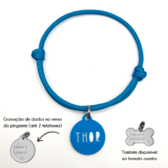 Tag de identificação pet personalizada azul royal