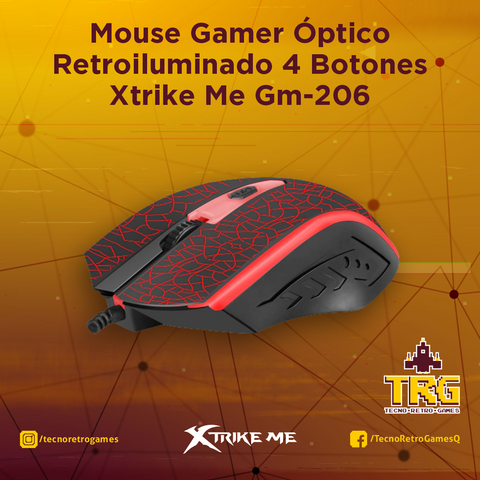 Mouse Óptico Gamer Retroiluminado 4 Botones Xtrike Me Gm-206