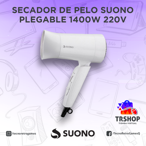 Secador de pelo plegable 1400W 220V Suono Blanco Hair Dryer
