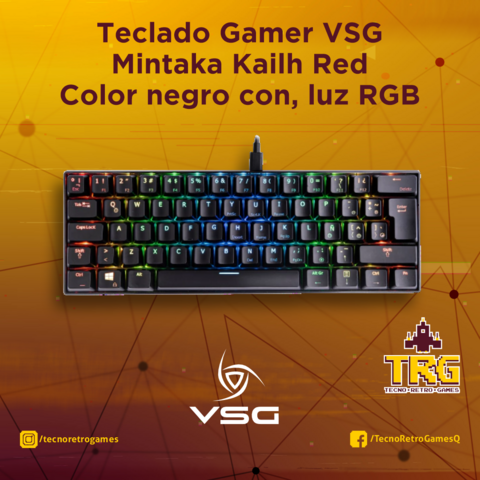 Teclado Gamer VSG Mintaka Kailh Red español latinoamérica color negro con luz RGB (copia)